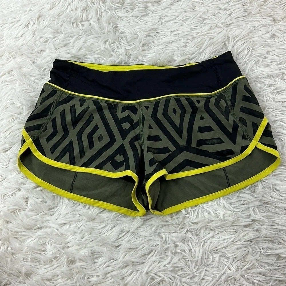 Lululemon Run: Speed Short *4-way Stretch Chevron Shuffle Fatigue Green